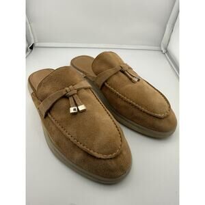 $140 Marc Fisher Yarila Loafer Mule Almond Toe Natural Size 7.5M